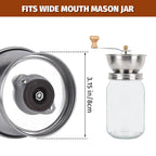 Mason Jar Coffee Grinder Lid — Manual Ceramic Burr Grinder for Wide & Regular Mouth Mason Jars