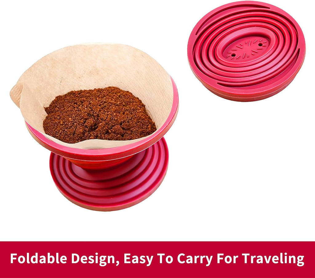 Collapsible Silicone Pour Over Coffee Dripper — 2 Pack (Blue + Red)