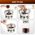 Mason Jar Coffee Grinder Lid — Manual Ceramic Burr Grinder for Wide & Regular Mouth Mason Jars
