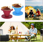 Collapsible Silicone Pour Over Coffee Dripper — 2 Pack (Blue + Red)